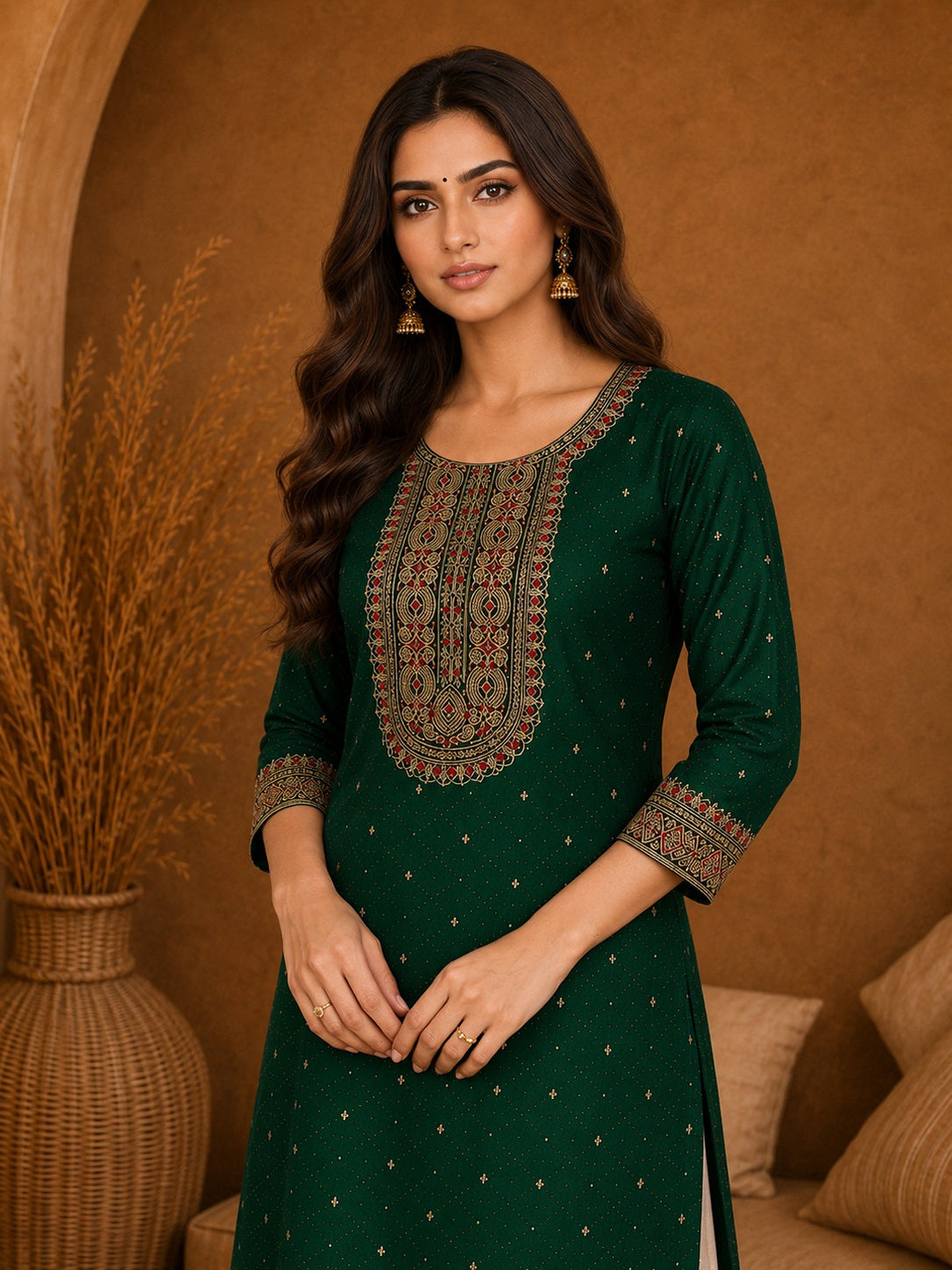 DarkGreen-Beam-Premium-Embroidery Kurta
