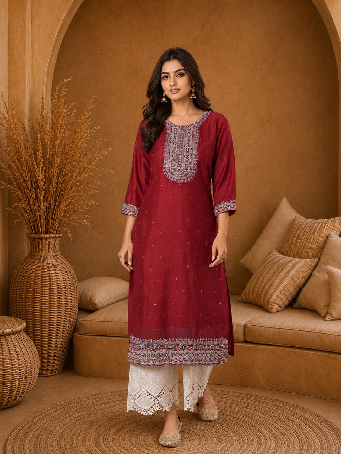 Cherry-Beam-Premium-Embroidery Kurta