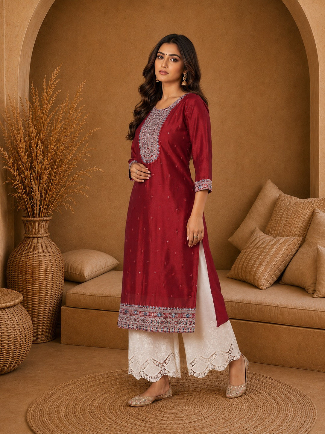 Cherry-Beam-Premium-Embroidery Kurta