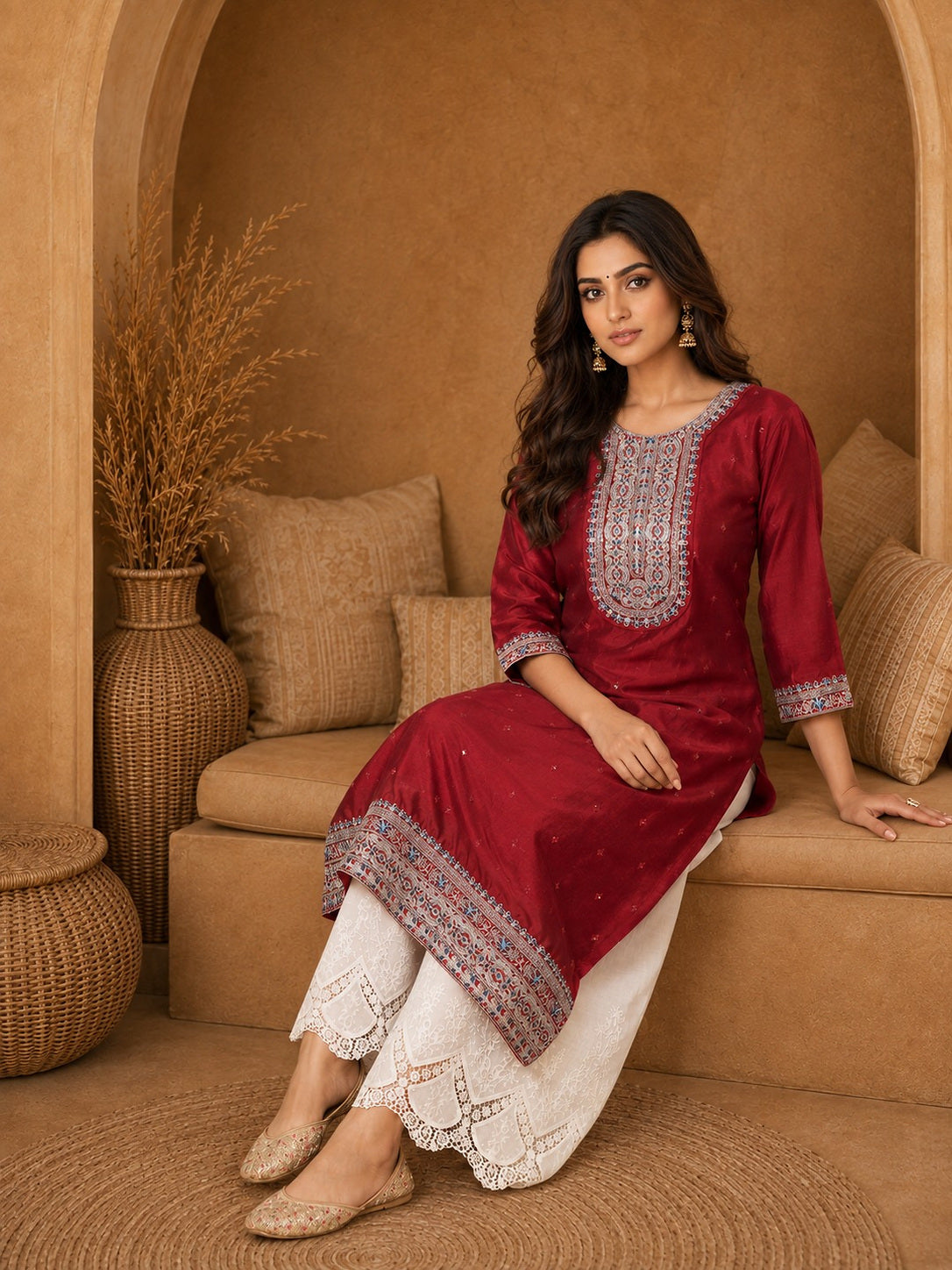 Cherry-Beam-Premium-Embroidery Kurta