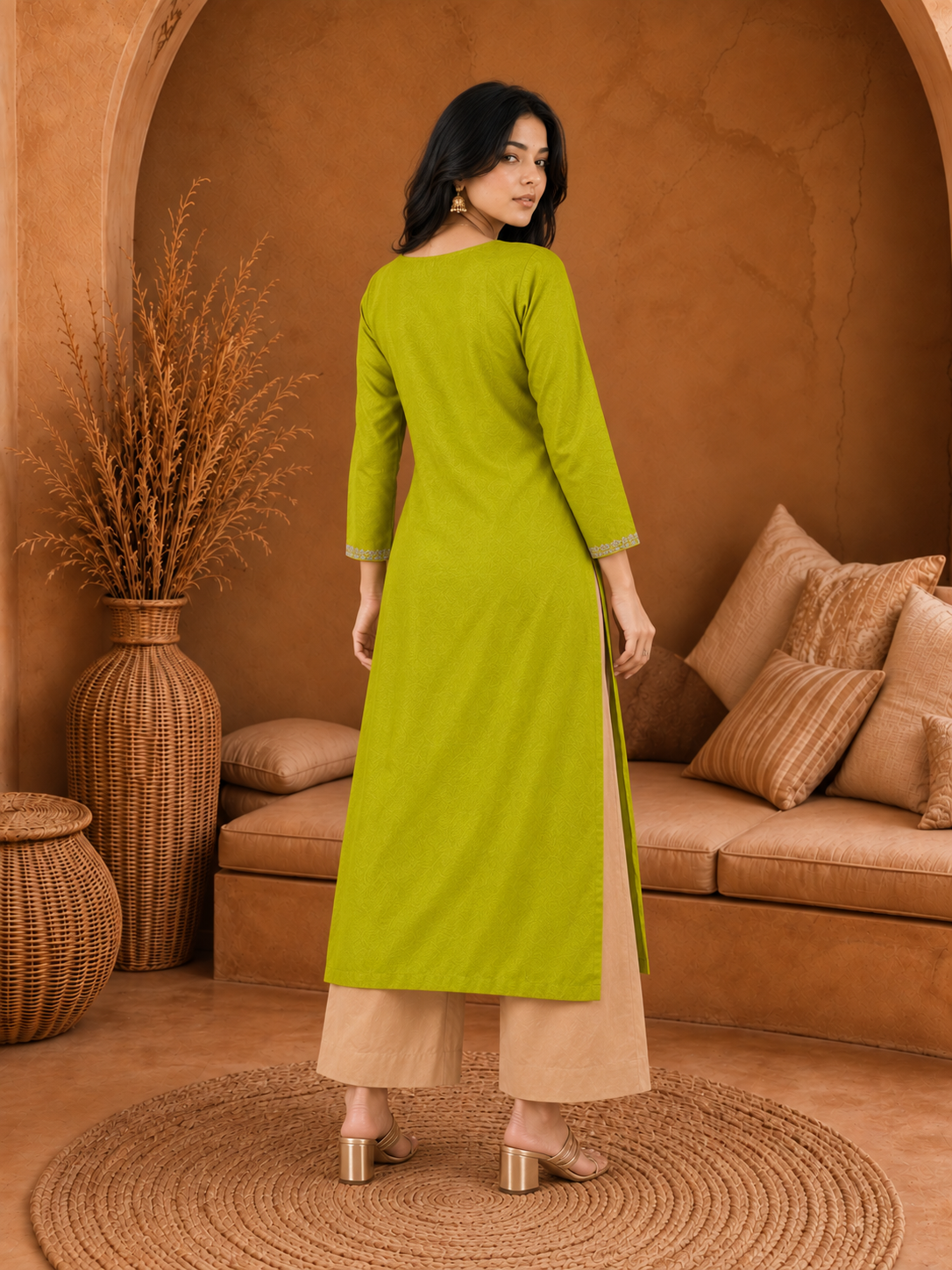 Green-Embroiderd-Straight-Festive Kurta