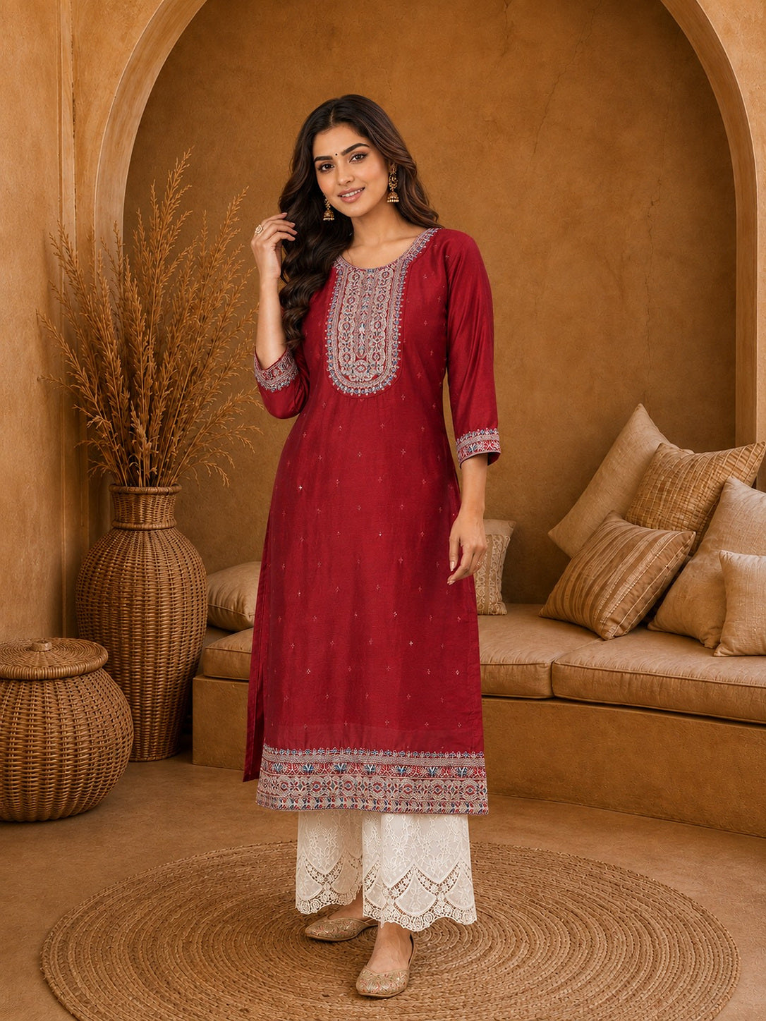 Cherry-Beam-Premium-Embroidery Kurta