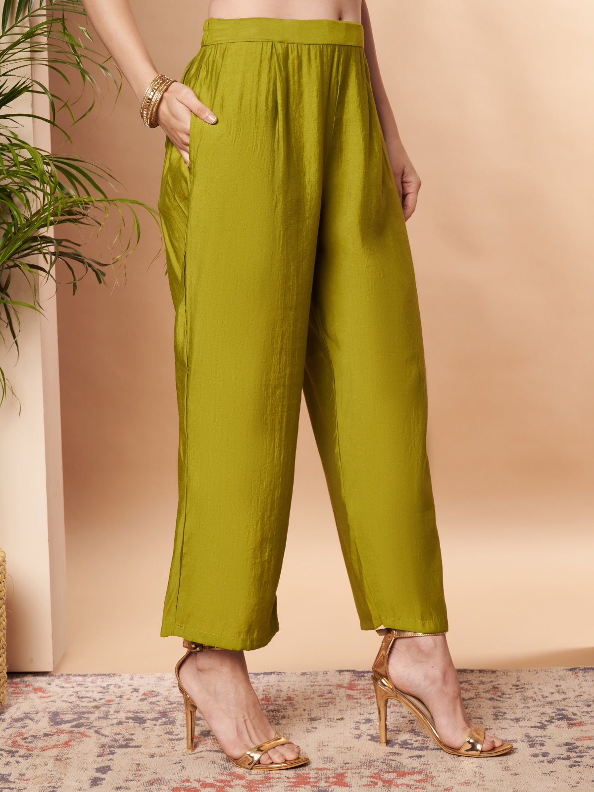 Green Embroidered Cotton Silk Kurta Set with Dupatta